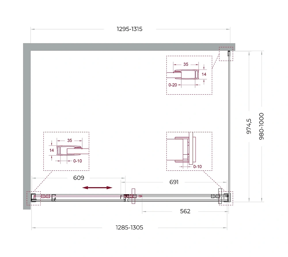 Душевой уголок BelBagno SOFT_CLOSE-1-AH-1-130/100-C-Cr 130x100 см, профиль хром, стекло прозрачное — Изображение 11