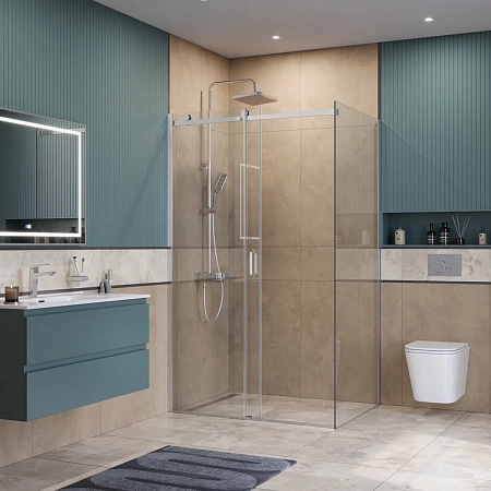 Душевой уголок BelBagno SOFT_CLOSE-2-AH-1-120/100-C-Cr 120x100 см, профиль хром, стекло прозрачное Душевой уголок BelBagno SOFT_CLOSE-2-AH-1-120/100-C-Cr 120x100 см, профиль хром, стекло прозрачное
