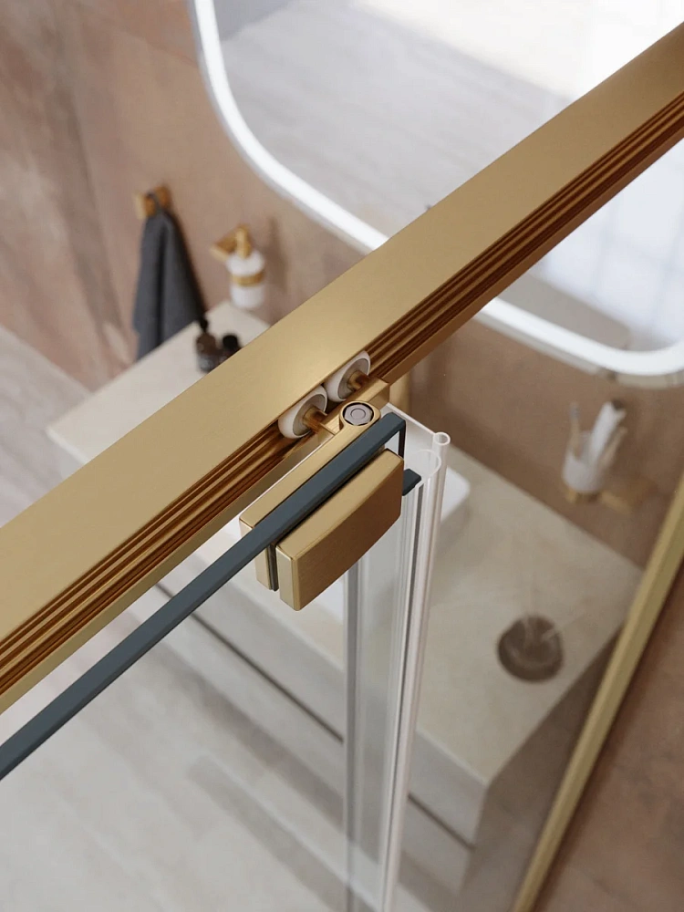Душевой уголок CEZARES LUX-AH-FS-11-120/90-C-BORO 120x90 см, профиль брашированное золото, стекло прозрачное — Изображение 4