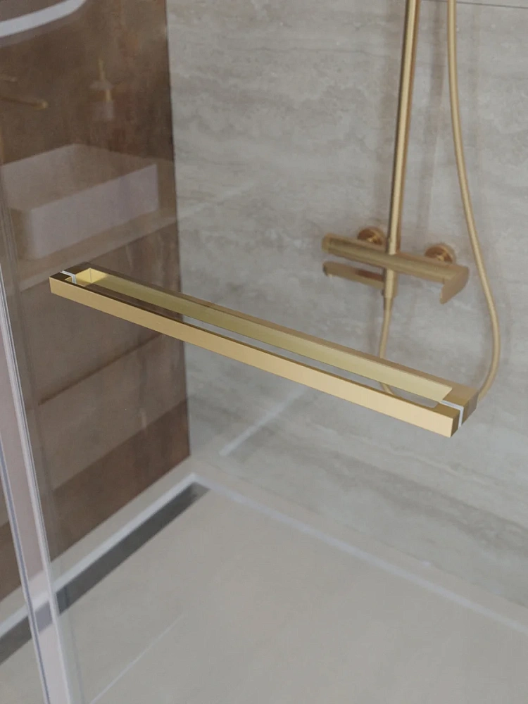 Душевой уголок CEZARES LUX-AH-FS-11-120/90-C-BORO 120x90 см, профиль брашированное золото, стекло прозрачное — Изображение 5