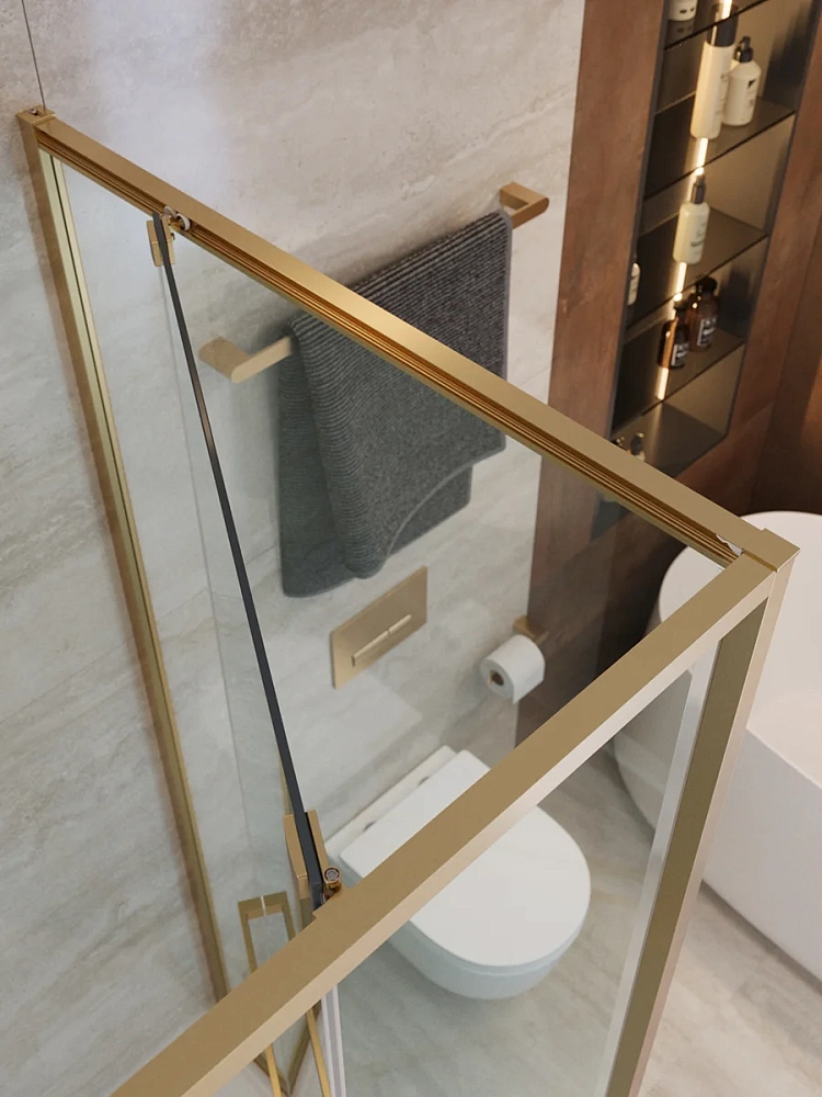 Душевой уголок CEZARES LUX-AH-FS-11-120/90-C-BORO 120x90 см, профиль брашированное золото, стекло прозрачное — Изображение 8
