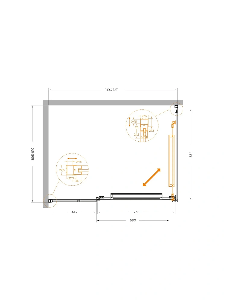 Душевой уголок CEZARES LUX-AH-FS-11-120/90-C-BORO 120x90 см, профиль брашированное золото, стекло прозрачное — Изображение 12