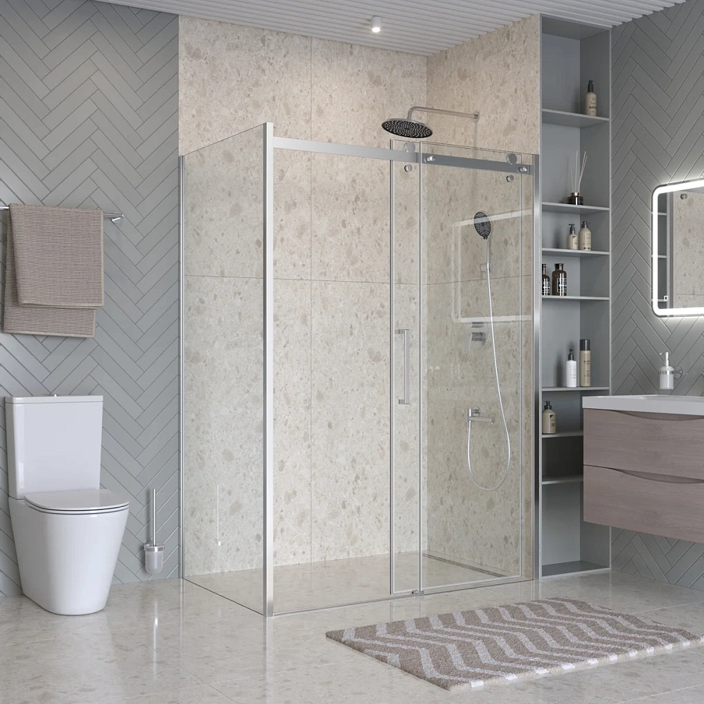 Душевой уголок BelBagno MARINO-2-AH-1-140/90-C-Cr 140x90 см, профиль хром, стекло прозрачное — Изображение 2