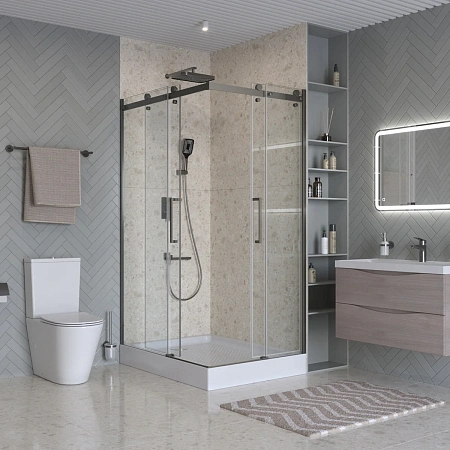 Душевой уголок BelBagno MARINO-2-AH-2-120/90-C-GM 120x90 см, профиль оружейная сталь, стекло прозрачное Душевой уголок BelBagno MARINO-2-AH-2-120/90-C-GM 120x90 см, профиль оружейная сталь, стекло прозрачное
