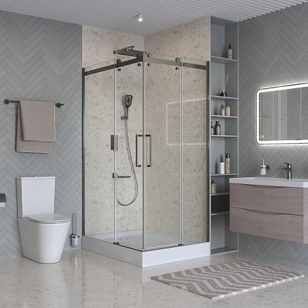 Душевой уголок BelBagno MARINO-2-AH-2-120/90-C-GM 120x90 см, профиль оружейная сталь, стекло прозрачное