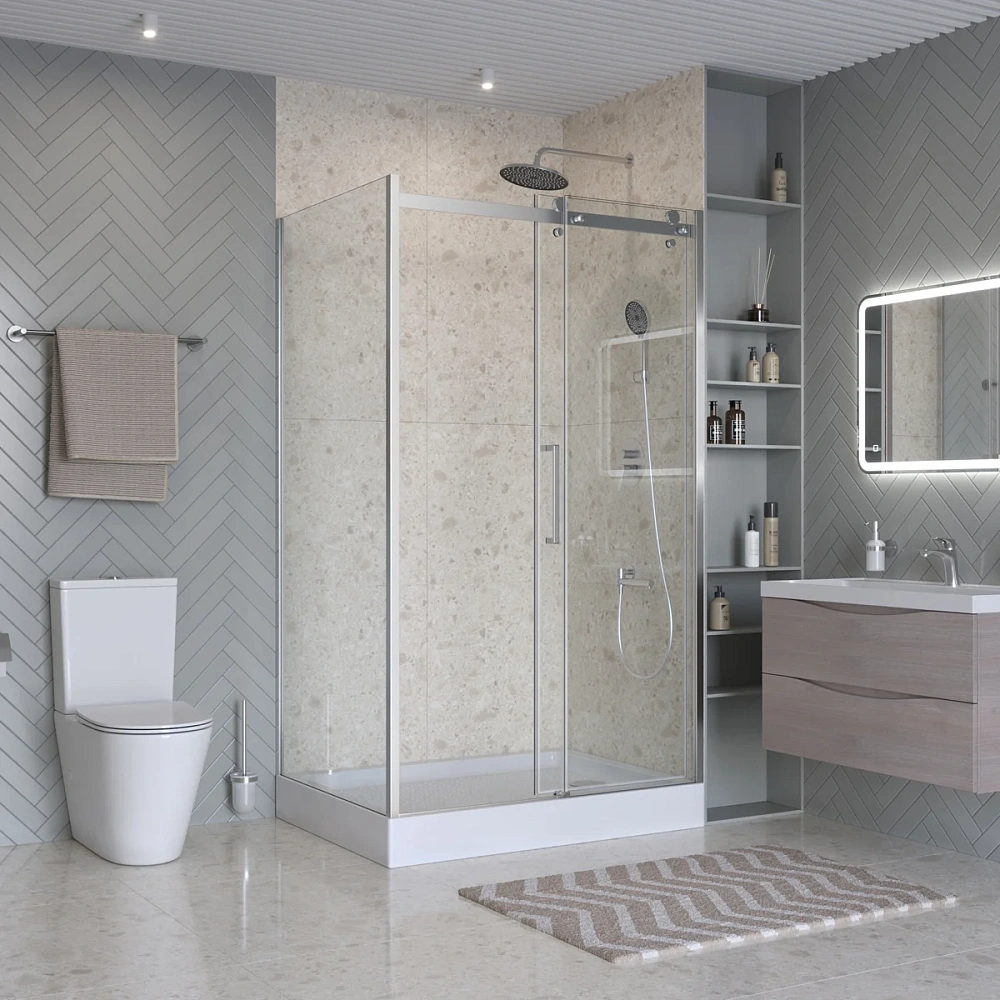 Душевой уголок BelBagno MARINO-2-AH-1-120/90-C-Cr 120x90 см, профиль хром, стекло прозрачное — Изображение 2