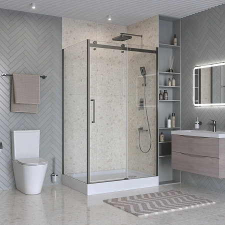 Душевой уголок BelBagno MARINO-2-AH-1-120/90-C-GM 120x90 см, профиль оружейная сталь, стекло прозрачное