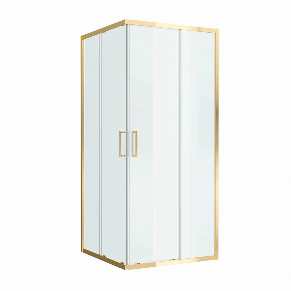 Душевой уголок BelBagno LUCE-A-2-90-P-ORO 90x90 см, профиль золото, стекло рифленая — Изображение 3