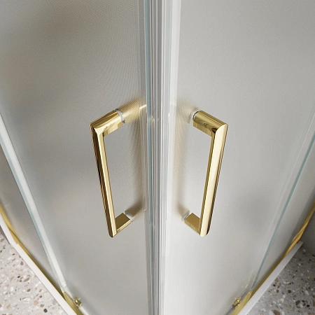 Душевой уголок BelBagno LUCE-A-2-90-P-ORO 90x90 см, профиль золото, стекло рифленая Душевой уголок BelBagno LUCE-A-2-90-P-ORO 90x90 см, профиль золото, стекло рифленая