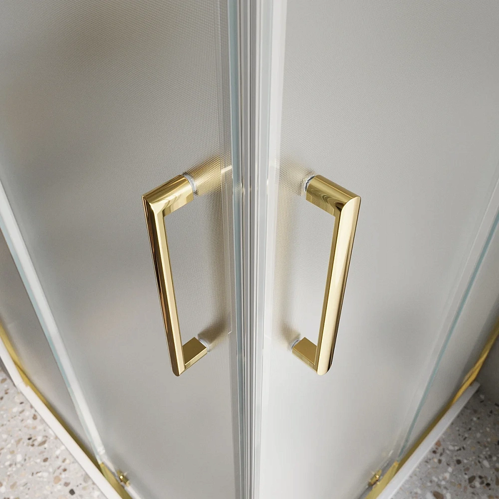 Душевой уголок BelBagno LUCE-A-2-90-P-ORO 90x90 см, профиль золото, стекло рифленая — Изображение 4
