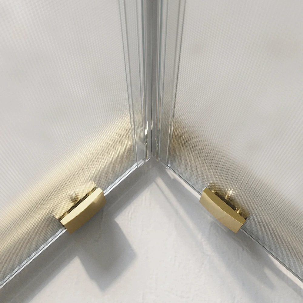 Душевой уголок BelBagno LUCE-A-2-90-P-ORO 90x90 см, профиль золото, стекло рифленая — Изображение 5