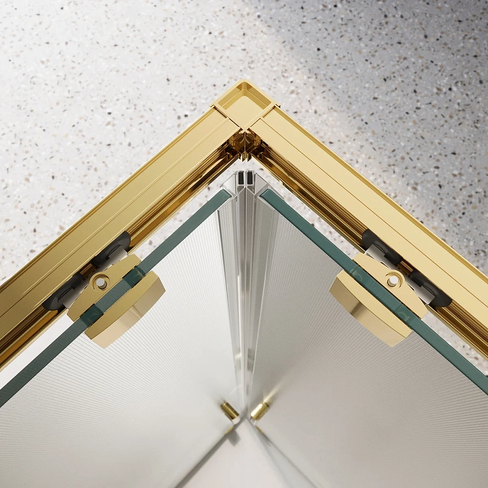 Душевой уголок BelBagno LUCE-A-2-90-P-ORO 90x90 см, профиль золото, стекло рифленая — Изображение 6