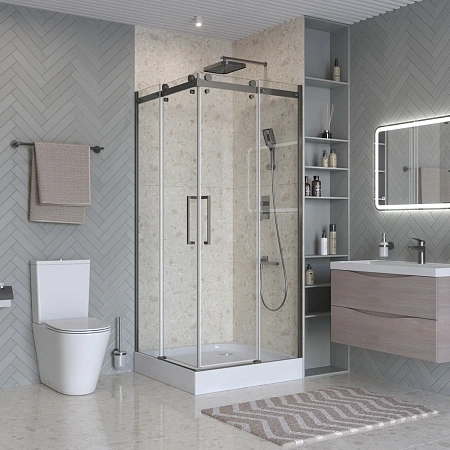 Душевой уголок BelBagno MARINO-2-A-2-90-C-GM 90x90 см, профиль оружейная сталь, стекло прозрачное Душевой уголок BelBagno MARINO-2-A-2-90-C-GM 90x90 см, профиль оружейная сталь, стекло прозрачное