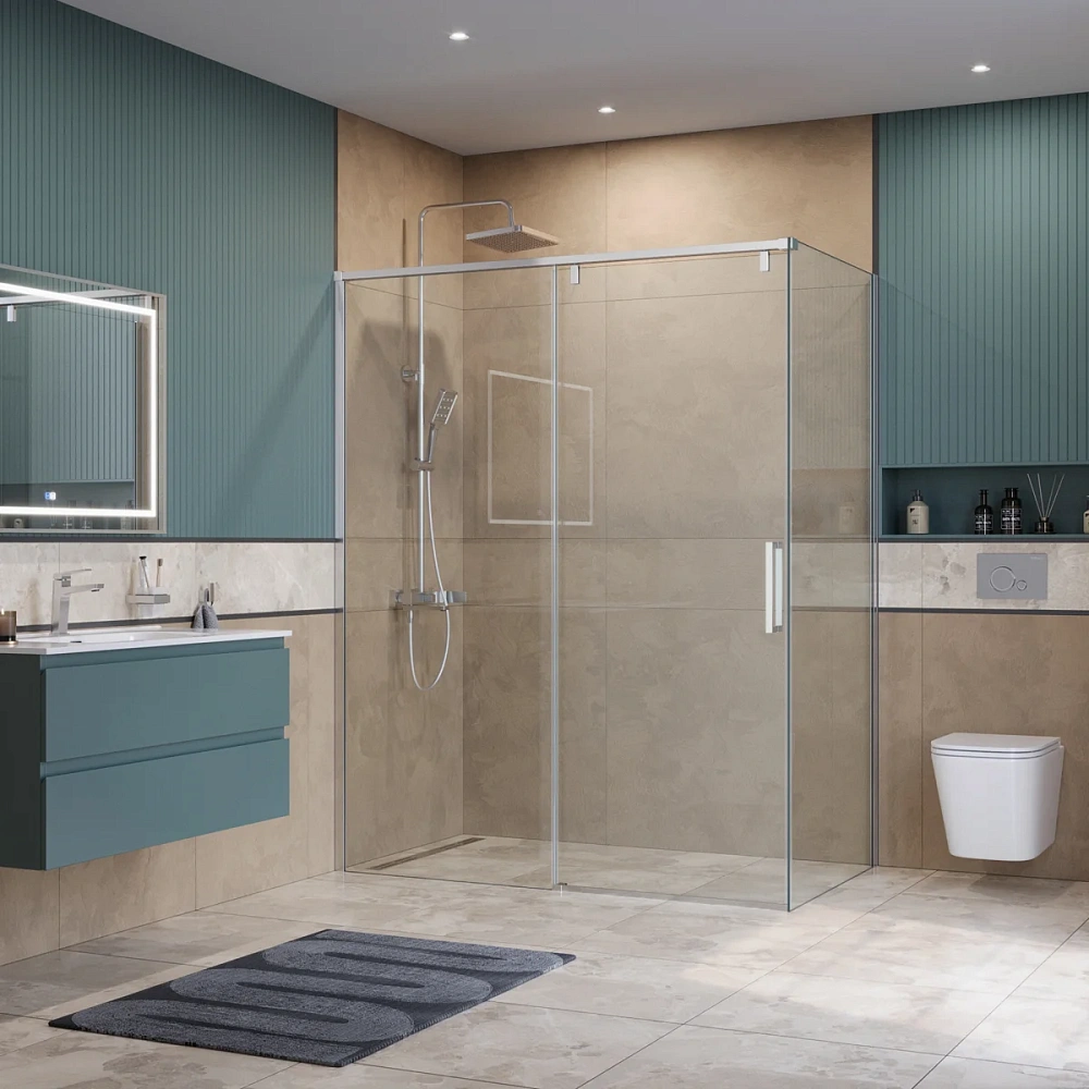 Душевой уголок BelBagno SOFT_CLOSE-1-AH-1-160/90-C-Cr 160x90 см, профиль хром, стекло прозрачное — Изображение 2