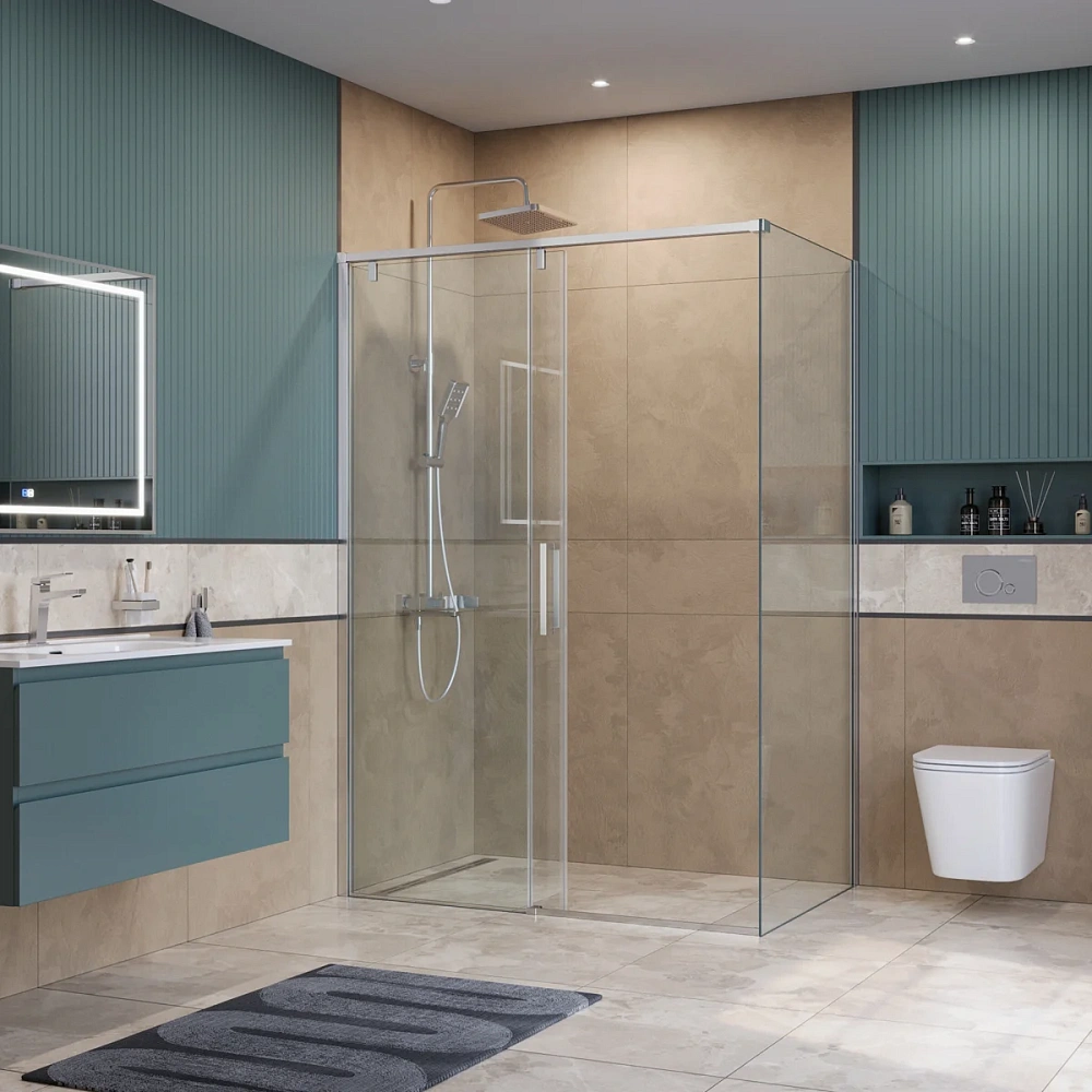 Душевой уголок BelBagno SOFT_CLOSE-1-AH-1-130/90-C-Cr 130x90 см, профиль хром, стекло прозрачное — Изображение 3