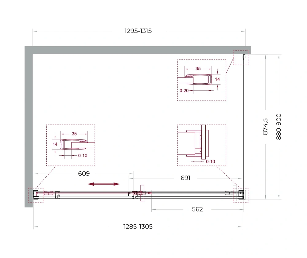 Душевой уголок BelBagno SOFT_CLOSE-1-AH-1-130/90-C-Cr 130x90 см, профиль хром, стекло прозрачное — Изображение 11