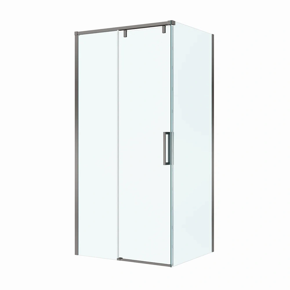 Душевой уголок BelBagno SOFT_CLOSE-1-AH-1-100/90-C-GM 100x90 см, профиль оружейная сталь, стекло прозрачное — Изображение 5