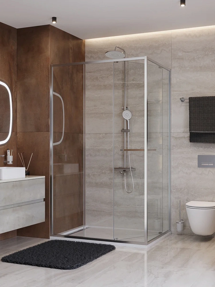 Душевой уголок CEZARES LUX-AH-FS-11-110/80-C-CR 110x80 см, профиль хром, стекло прозрачное — Изображение 2