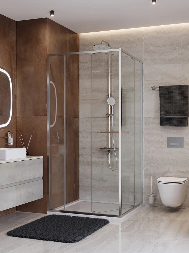 Душевой уголок CEZARES LUX-AH-FS-11-100/80-C-CR 100x80 см, профиль хром, стекло прозрачное — Изображение 2