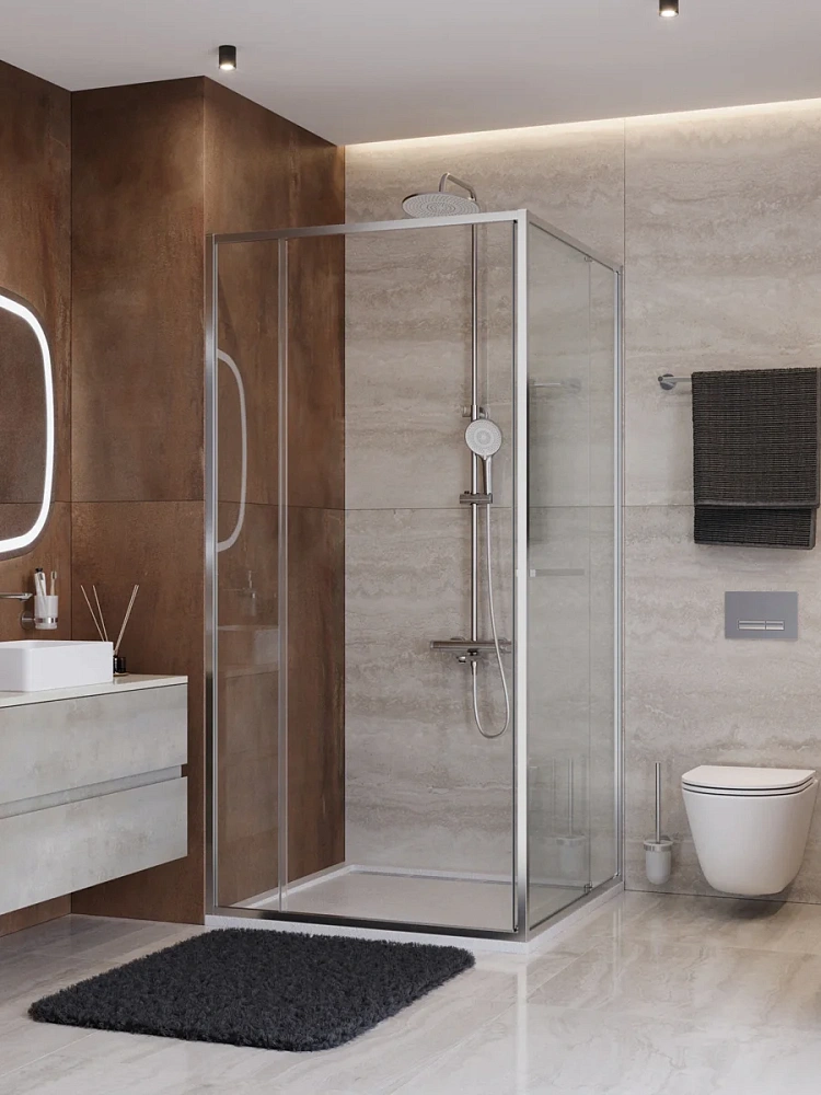 Душевой уголок CEZARES LUX-AH-FS-11-100/80-C-CR 100x80 см, профиль хром, стекло прозрачное — Изображение 9