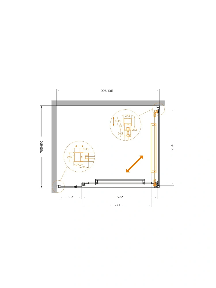 Душевой уголок CEZARES LUX-AH-FS-11-100/80-C-CR 100x80 см, профиль хром, стекло прозрачное — Изображение 12