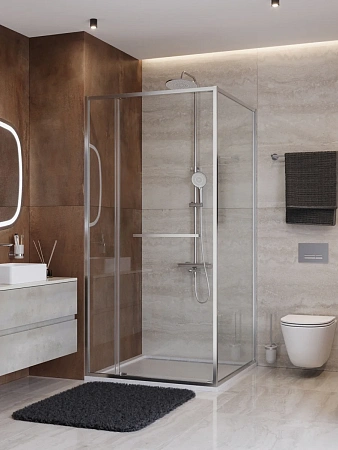 Душевой уголок CEZARES LUX-AH-FS-11-100/80-C-CR 100x80 см, профиль хром, стекло прозрачное