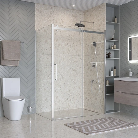 Душевой уголок BelBagno MARINO-2-AH-1-140/80-C-Cr 140x80 см, профиль хром, стекло прозрачное