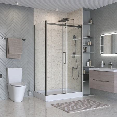 Душевой уголок BelBagno MARINO-2-AH-1-120/80-C-GM 120x80 см, профиль оружейная сталь, стекло прозрачное Душевой уголок BelBagno MARINO-2-AH-1-120/80-C-GM 120x80 см, профиль оружейная сталь, стекло прозрачное