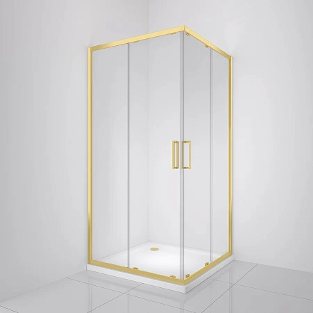 Душевой уголок BelBagno LUCE-A-2-80-C-ORO 80x80 см, профиль золото, стекло прозрачное Душевой уголок BelBagno LUCE-A-2-80-C-ORO 80x80 см, профиль золото, стекло прозрачное