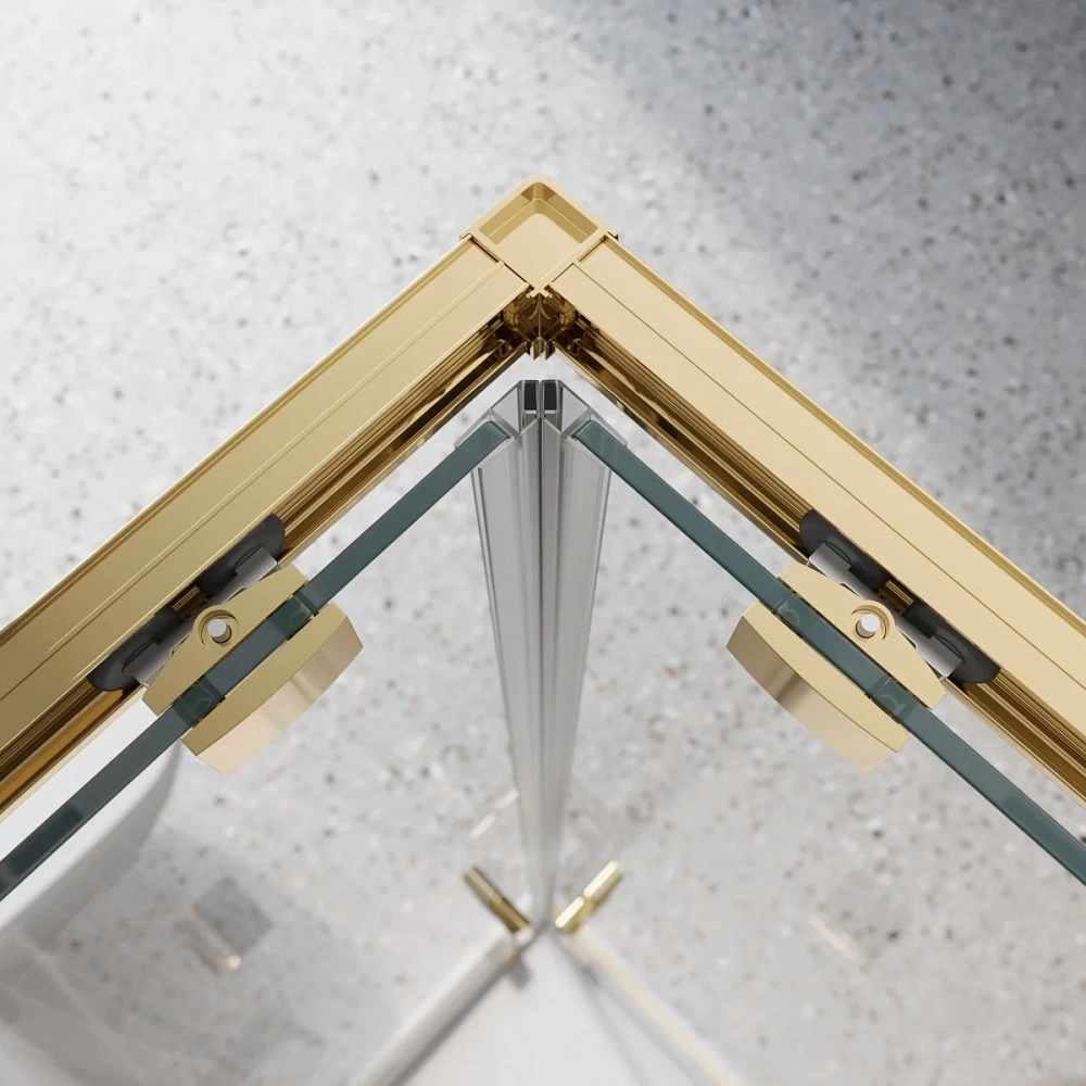 Душевой уголок BelBagno LUCE-A-2-80-C-ORO 80x80 см, профиль золото, стекло прозрачное — Изображение 4