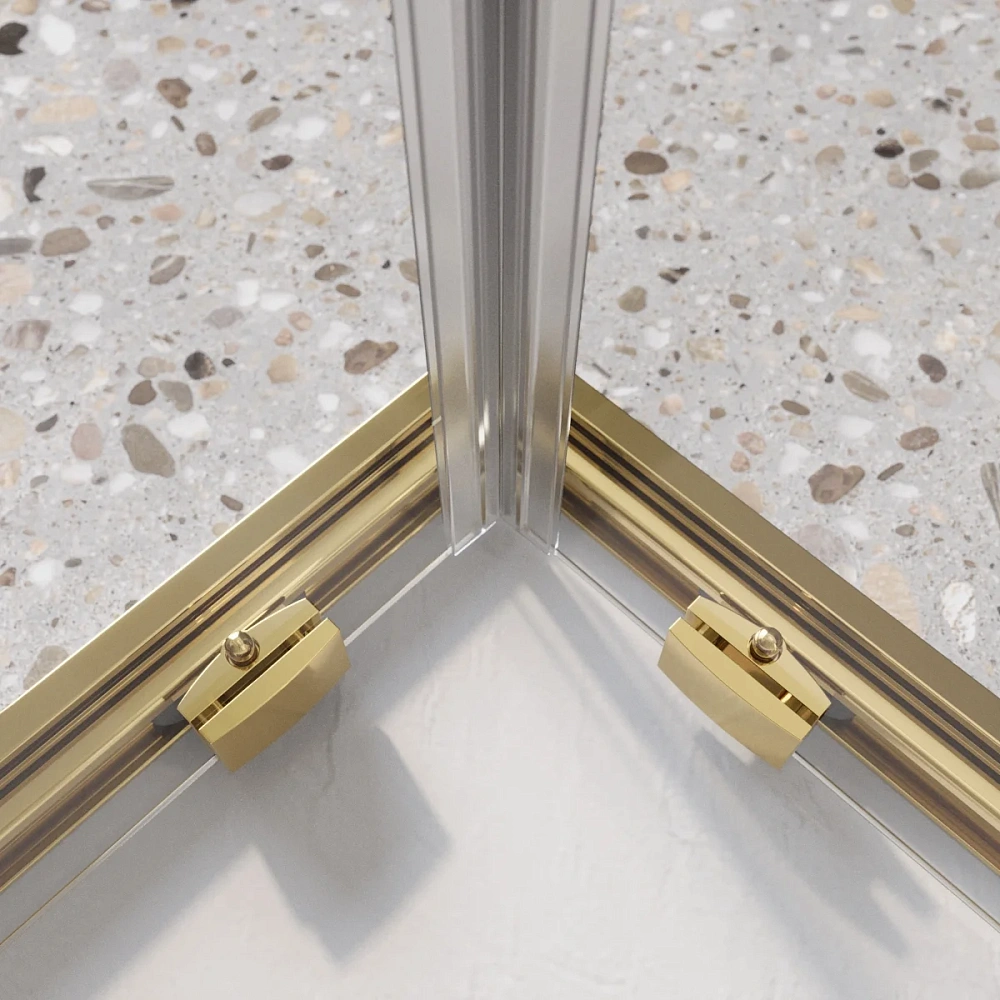 Душевой уголок BelBagno LUCE-A-2-80-C-ORO 80x80 см, профиль золото, стекло прозрачное — Изображение 5