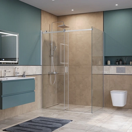 Душевой уголок BelBagno SOFT_CLOSE-2-AH-1-150/80-C-Cr 150x80 см, профиль хром, стекло прозрачное Душевой уголок BelBagno SOFT_CLOSE-2-AH-1-150/80-C-Cr 150x80 см, профиль хром, стекло прозрачное