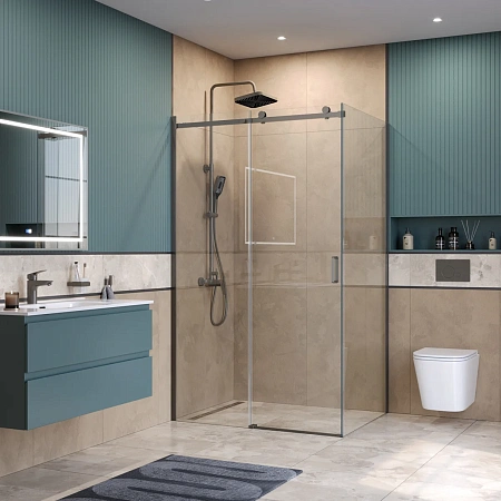 Душевой уголок BelBagno SOFT_CLOSE-2-AH-1-120/80-C-GM 120x80 см, профиль оружейная сталь, стекло прозрачное Душевой уголок BelBagno SOFT_CLOSE-2-AH-1-120/80-C-GM 120x80 см, профиль оружейная сталь, стекло прозрачное