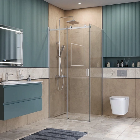 Душевой уголок BelBagno SOFT_CLOSE-2-AH-1-100/80-C-Cr 100x80 см, профиль хром, стекло прозрачное Душевой уголок BelBagno SOFT_CLOSE-2-AH-1-100/80-C-Cr 100x80 см, профиль хром, стекло прозрачное