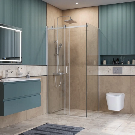 Душевой уголок BelBagno SOFT_CLOSE-2-AH-1-100/80-C-Cr 100x80 см, профиль хром, стекло прозрачное Душевой уголок BelBagno SOFT_CLOSE-2-AH-1-100/80-C-Cr 100x80 см, профиль хром, стекло прозрачное