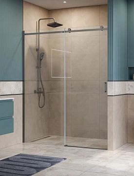 Душевая дверь BelBagno SOFT_CLOSE-2-BF-1-160-C-GM 160 см, профиль оружейная сталь, стекло прозрачное