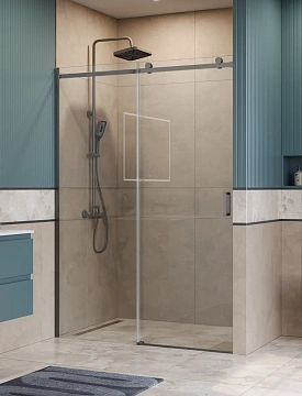 Душевая дверь BelBagno SOFT_CLOSE-2-BF-1-150-C-GM 150 см, профиль оружейная сталь, стекло прозрачное
