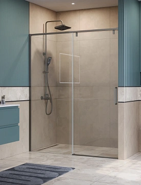 Душевая дверь BelBagno SOFT_CLOSE-1-BF-1-150-C-GM 150 см, профиль оружейная сталь, стекло прозрачное