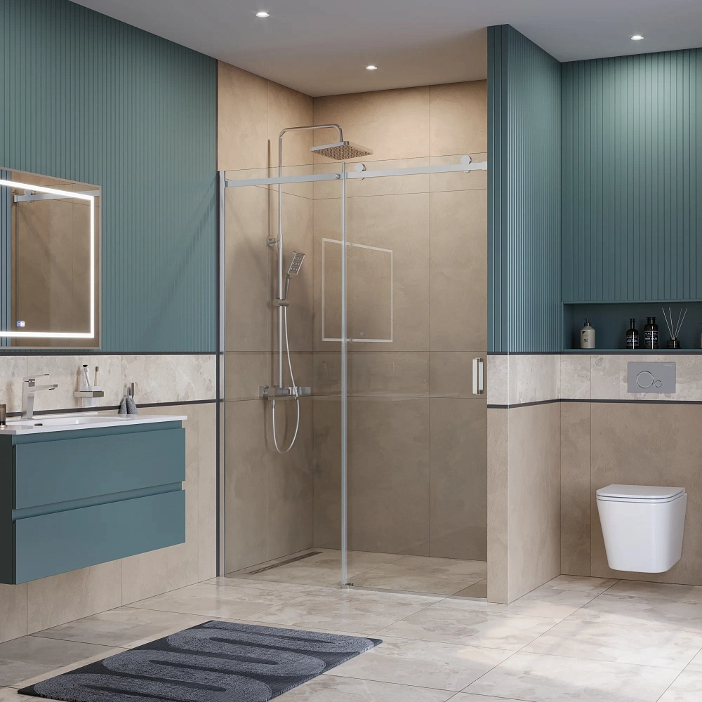 Душевая дверь BelBagno SOFT_CLOSE-2-BF-1-140-C-Cr 140 см, профиль хром, стекло прозрачное — Изображение 2