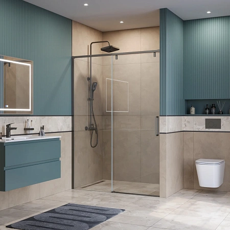 Душевая дверь BelBagno SOFT_CLOSE-1-BF-1-140-C-GM 140 см, профиль оружейная сталь, стекло прозрачное Душевая дверь BelBagno SOFT_CLOSE-1-BF-1-140-C-GM 140 см, профиль оружейная сталь, стекло прозрачное