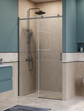 Душевая дверь BelBagno SOFT_CLOSE-2-BF-1-130-C-GM 130 см, профиль оружейная сталь, стекло прозрачное