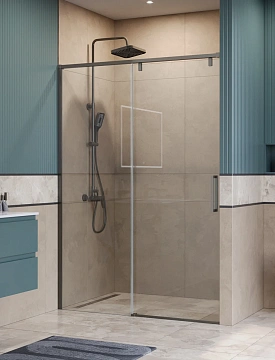 Душевая дверь BelBagno SOFT_CLOSE-1-BF-1-130-C-GM 130 см, профиль оружейная сталь, стекло прозрачное