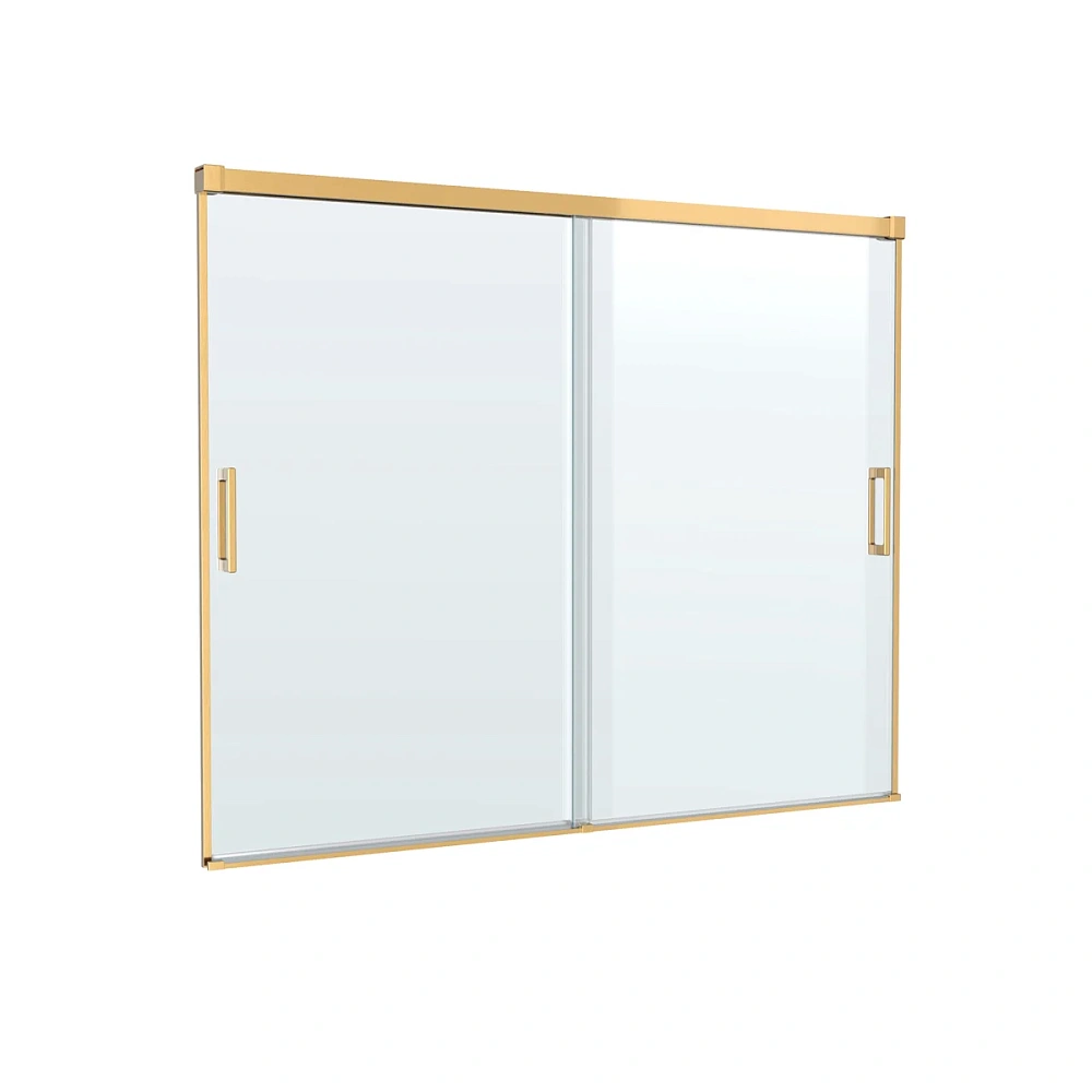 Шторка на ванну CEZARES TANDEM-SOFT-VF-2-180/145-C-BORO-IV цвет профиля брашированное золото стекло прозрачное — Изображение 7