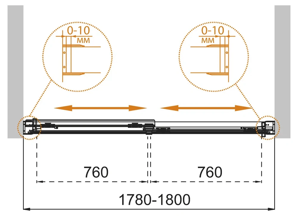 Шторка на ванну CEZARES TANDEM-SOFT-VF-2-180/145-C-BORO-IV цвет профиля брашированное золото стекло прозрачное — Изображение 8