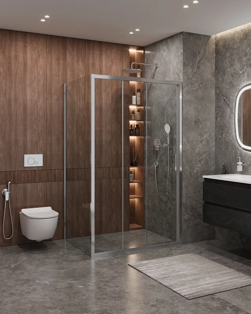 Душевой уголок CEZARES MOLVENO-AHF-31-120/80-C-CR-IV цвет профиля хром стекло прозрачное 1200x800 мм — Изображение 1