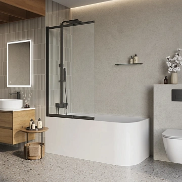 Шторка на ванну BelBagno LUCE-VF-11-80/145-C-NERO