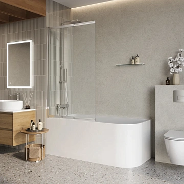 Шторка на ванну BelBagno LUCE-VF-11-100/145-C-Cr