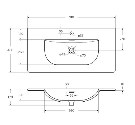 Раковина BelBagno BB-8099-90 910x460 Раковина BelBagno BB-8099-90 910x460