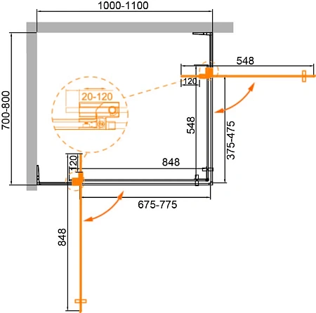 Душевой уголок CEZARES SLIDER-AH-2-70/80-100/110-GRIGIO-BORO 70-80x100-110см стекло тонированное (графит), профиль брашированное золото Душевой уголок CEZARES SLIDER-AH-2-70/80-100/110-GRIGIO-BORO 70-80x100-110см стекло тонированное (графит), профиль брашированное золото