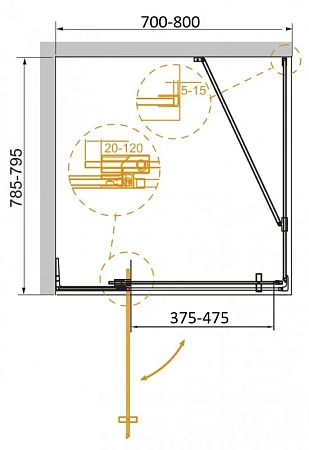 Душевой уголок CEZARES SLIDER-AH-1-80-70/80-BR-BORO 70-80x80см стекло тонированное (бронза), профиль брашированное золото Душевой уголок CEZARES SLIDER-AH-1-80-70/80-BR-BORO 70-80x80см стекло тонированное (бронза), профиль брашированное золото